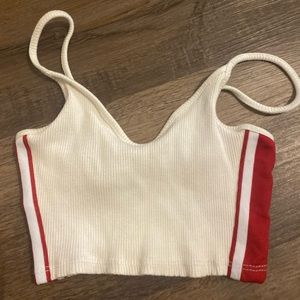 White and red striped crop top